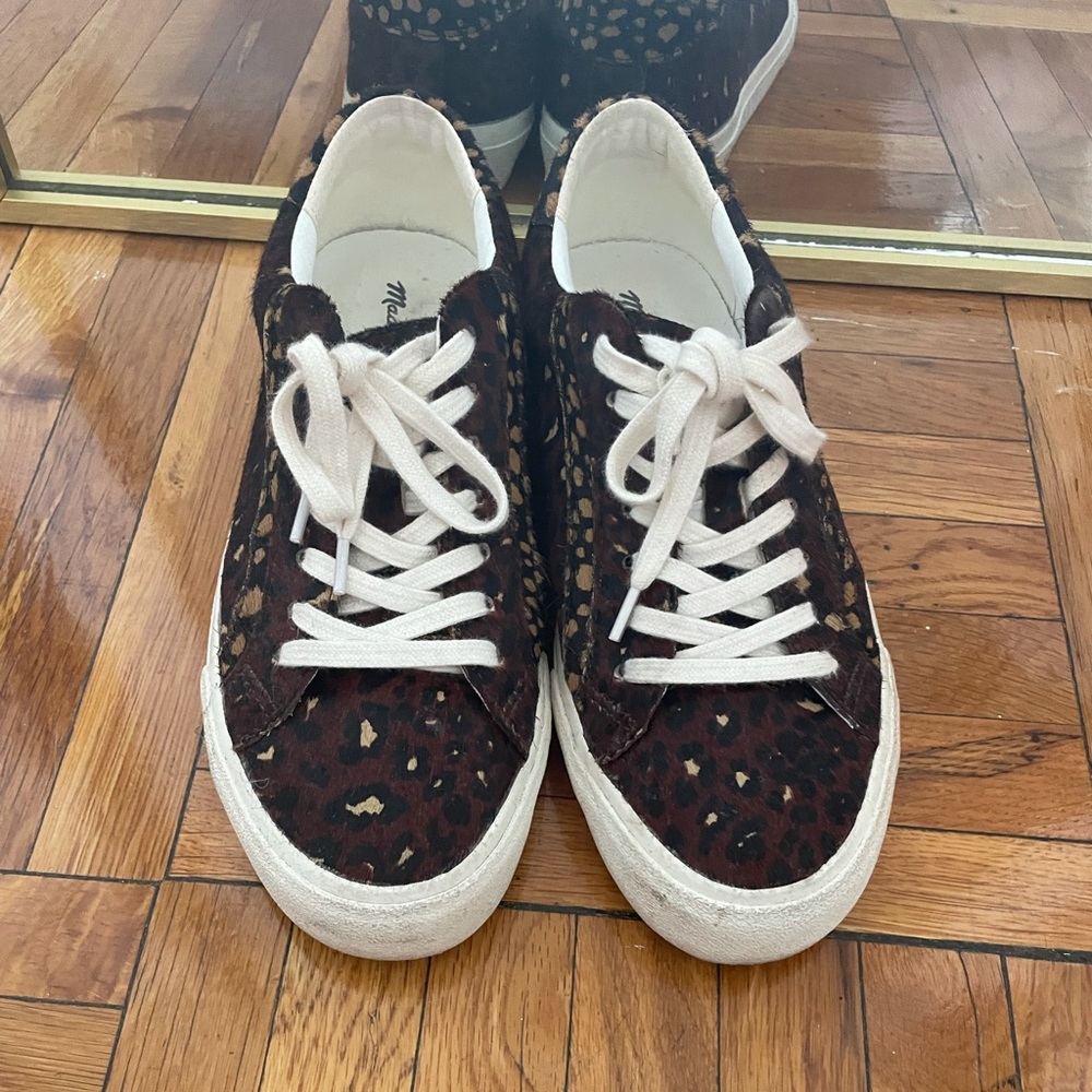 Madewell calf hair leopard sidewalk sneaker